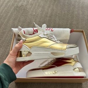 Christian Louboutin Aurelien Donna Metallic Sneakers NEW NEVER WORN